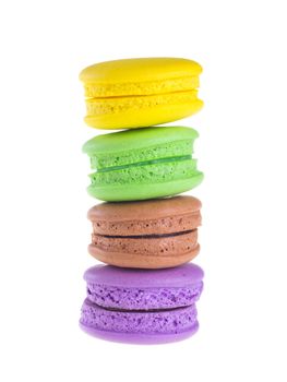 Colorful macaroons isolated on white background