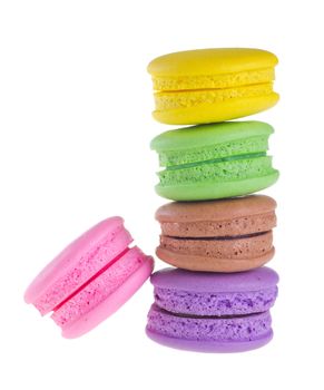 Colorful macaroons isolated on white background