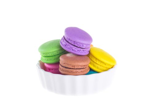 Colorful macaroons isolated on white background