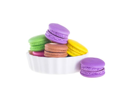 Colorful macaroons isolated on white background