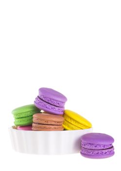 Colorful macaroons isolated on white background