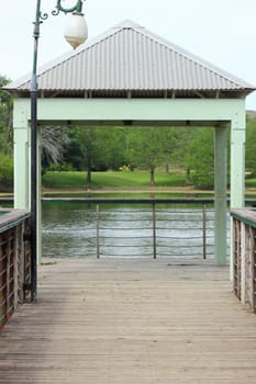 Large fishing pier with covered dock.