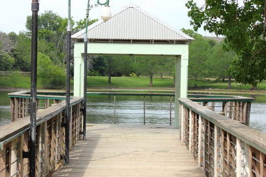 Large fishing pier with covered dock.