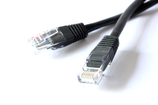 isolated Ethernet cables used to connect to internet.