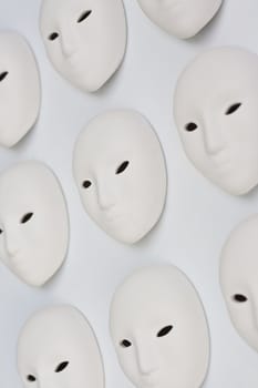 plaster mask in studio, use of for decoration or design.