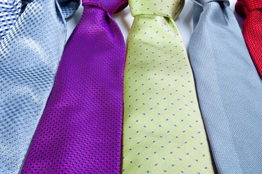 Row of colorful men's ties
