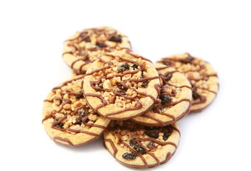 healthy natural cookies with dry fruits and grain on white