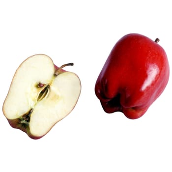 red apple and slice  on a white background