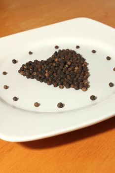 pepper corns isolated heart