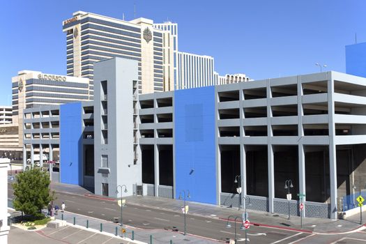 Eldorado casino, large parking lot and street, Reno NV.