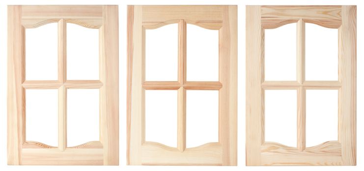 Three unpainted furniture doors, are made of a tree