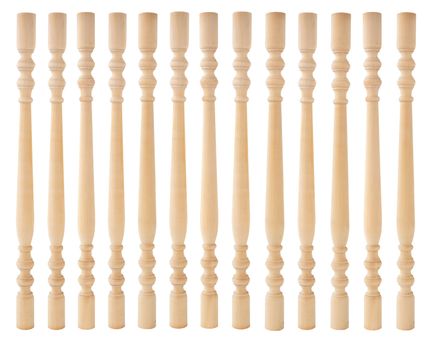 Unpainted banisters are made of birch wood