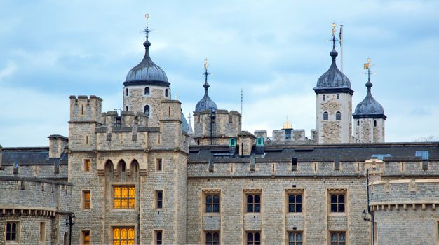 Panorama Tower of London at dusk, England United Kingdom