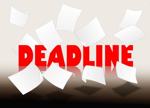 DEADLINE Background with falling paper