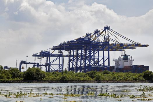 Landscape of Kochin Container Terminal and harbor from the waterways