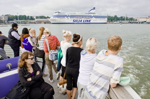 Tourist boat trip near of Helsinki, Finland