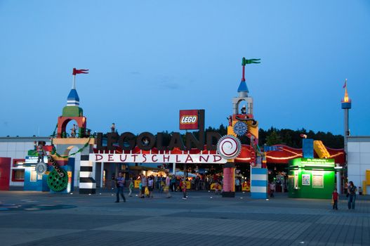 GUENZBURG - AUGUST 13 : Entrance to Legoland Germany in the evening on August 13, 2011 in Guenzburg, Germany