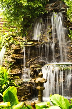 Beautiful waterfall in the garden