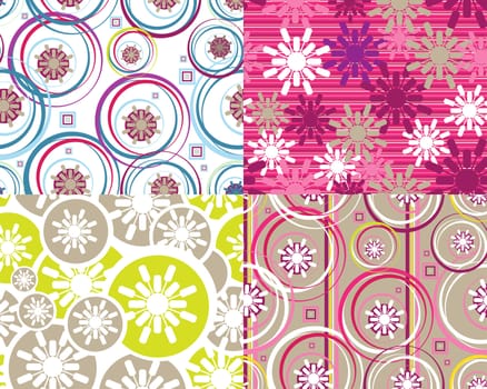 colored and modern Retro floral seamless background.