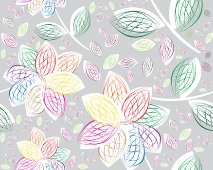 colored and modern Retro floral seamless background.