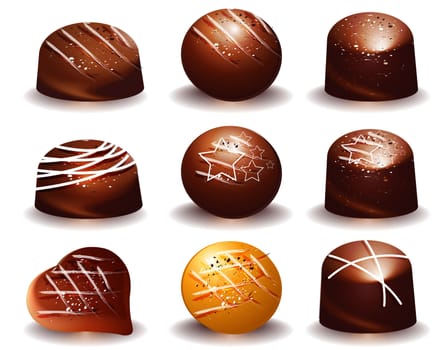 assorted of Delicious dark and milk chocolate truffles