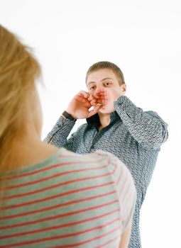 On the white man scared. Family violence