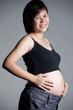 Pregnant belly .Happy future mother waiting baby