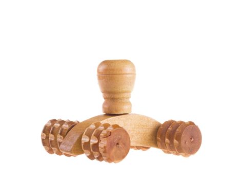 Wooden massage tool on white background