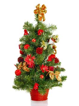 Christmas tree with decorations, isolated on white