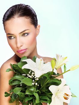 pretty young woman with flowers
