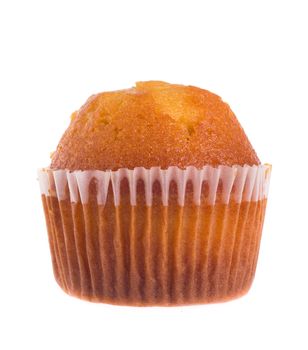 Vanilla cupcake on white background