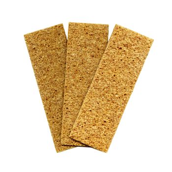 Healthy food: three crispbreads isolated over white