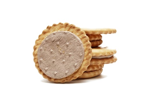 Crunchy cookie round on a white background.