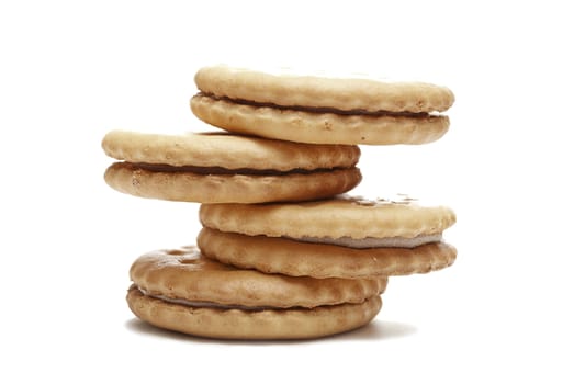 Crunchy cookie round on a white background.