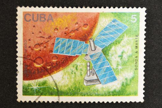 CUBA CIRCA 1988: stamp printed by CUBA, shows Space Sonde, CIRCA 1988