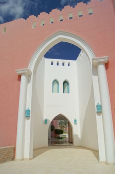 Arabic architecture: old building and blue sky          