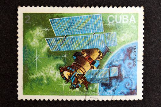 CUBA CIRCA 1988: stamp printed by CUBA, shows Cosmonautics Day, CIRCA 1988