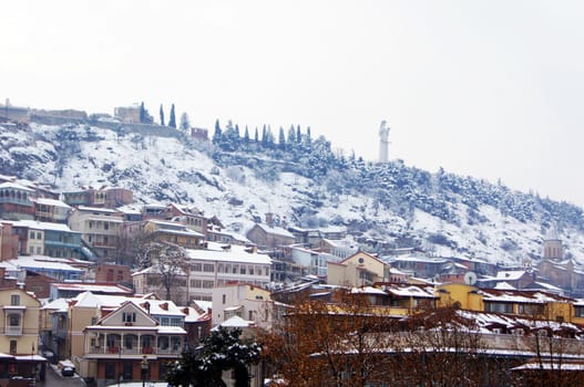 Churches and domes of Tbilisi, view to historical part of the capital of Republic of Georgia