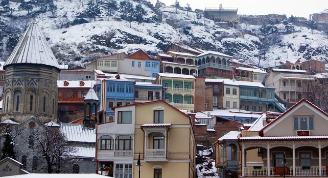 Churches and domes of Tbilisi, view to historical part of the capital of Republic of Georgia