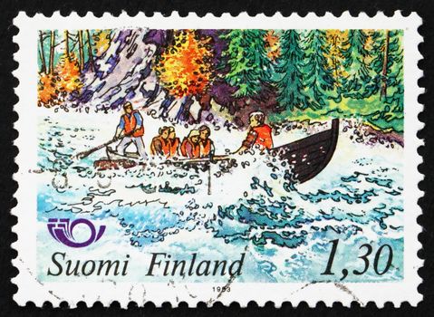 FINLAND - CIRCA 1983: a stamp printed in the Finland shows Kitkajoki River Rapids, Finland, Nordic Cooperation, circa 1983