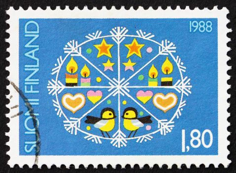 FINLAND - CIRCA 1988: a stamp printed in the Finland shows Christmas Design, circa 1988