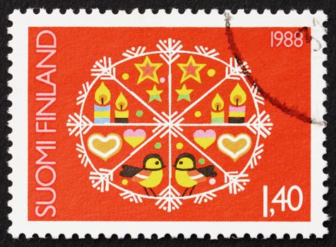 FINLAND - CIRCA 1988: a stamp printed in the Finland shows Christmas Design, circa 1988