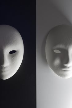 plaster mask in studio, when compared to the good or bad.