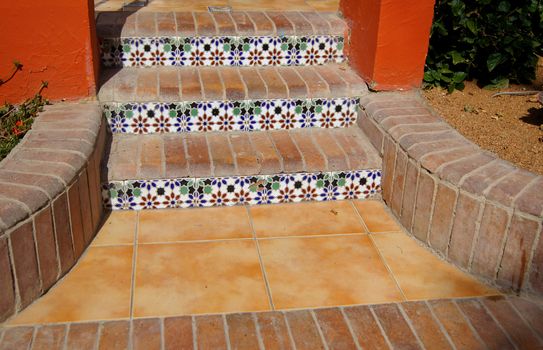 Arabic architecture: ceramic tiled stairs               