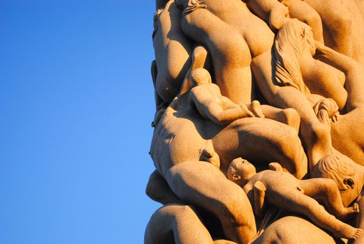 Detail of The Monolith, a sculpture by Gustav Vigeland located in frogner Park, Oslo, Norway.