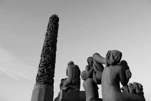 Frogner Park (Frognerparken), a public park located in the borough of Frogner in Oslo, Norway. The park contains the world famous Vigeland Sculpture Park (Vigelandsanlegget) designed by Gustav Vigeland.