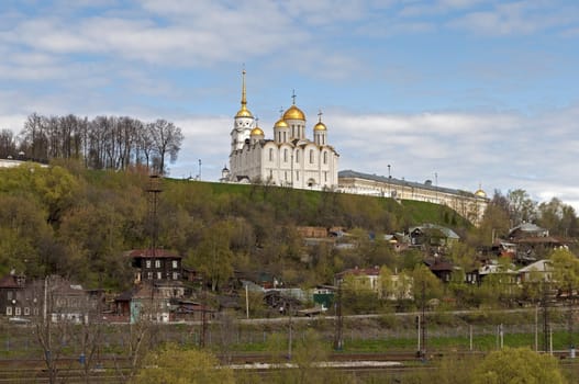 Assumption Cathedral on the highest hill in ancient Russian city of Vladimir (Golden Ring of Russia)