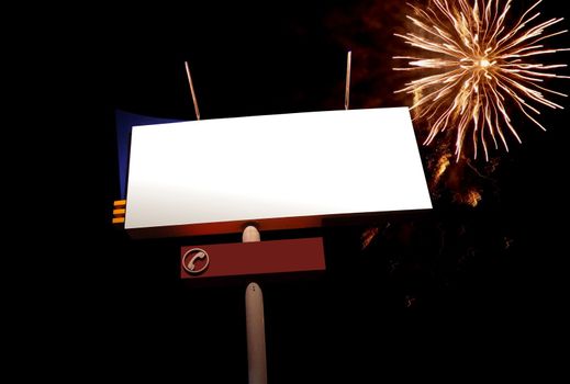 Billboard at night with firework background