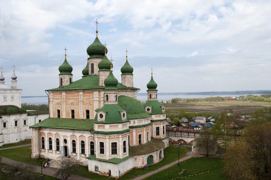 Top view of the Assumption Cathedral in Goritsky monastery, Pereslavl Zaleski, (Golden Ring of Russia)