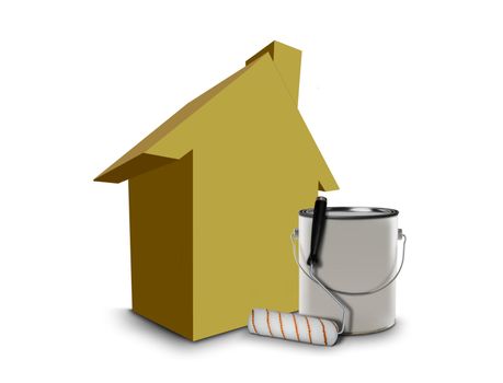 Paint can and house model